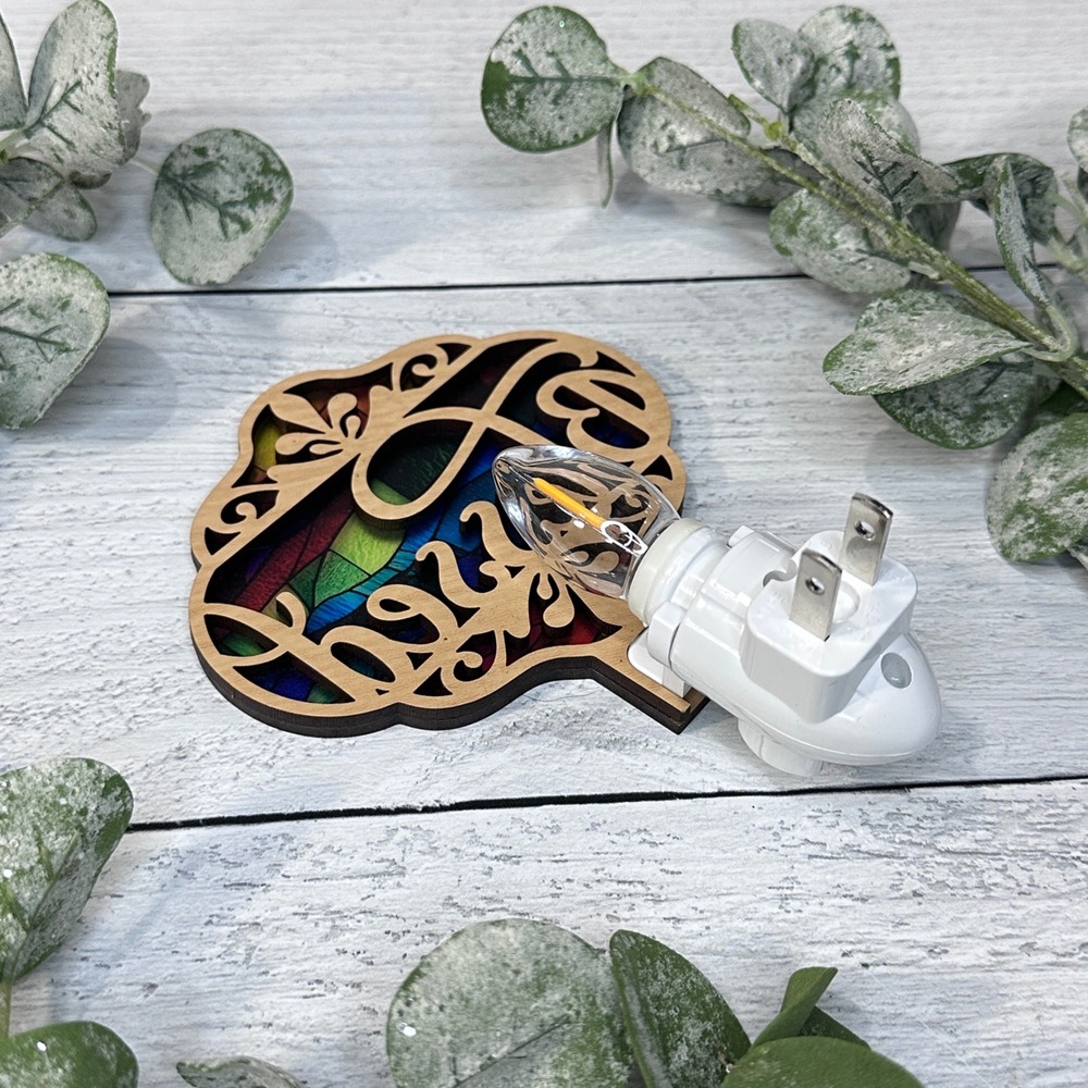 Blessed Handmade Faux Stained Glass Night Light Plug In Rainbow Accent Light - Picture 5 of 8